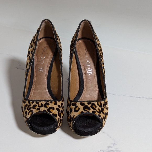 ALDO Leopard Print Leather & Cowhide Heels (size 6), EXCELLENT condition - Picture 3 of 7